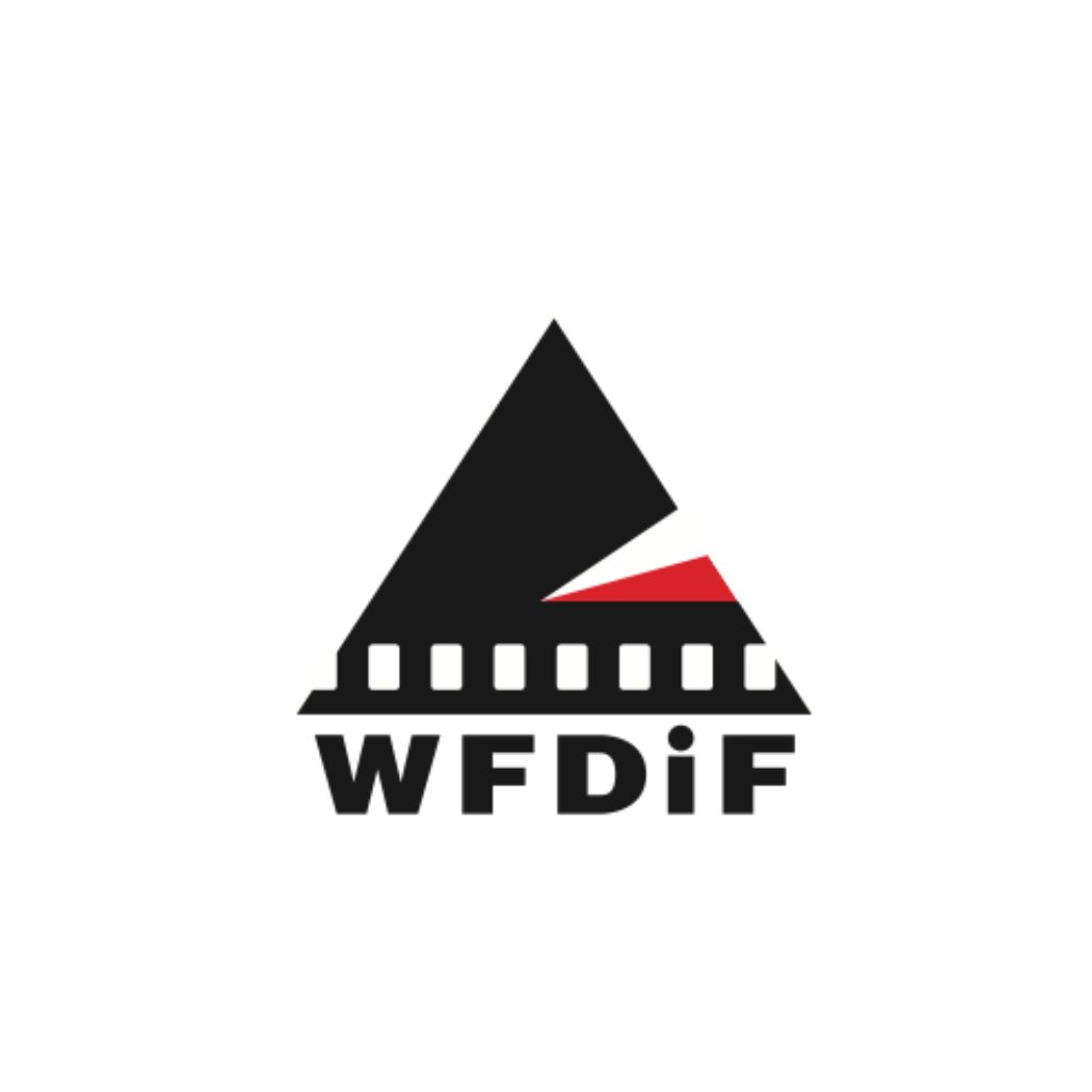 Białe tło. Logotyp WFDiF.