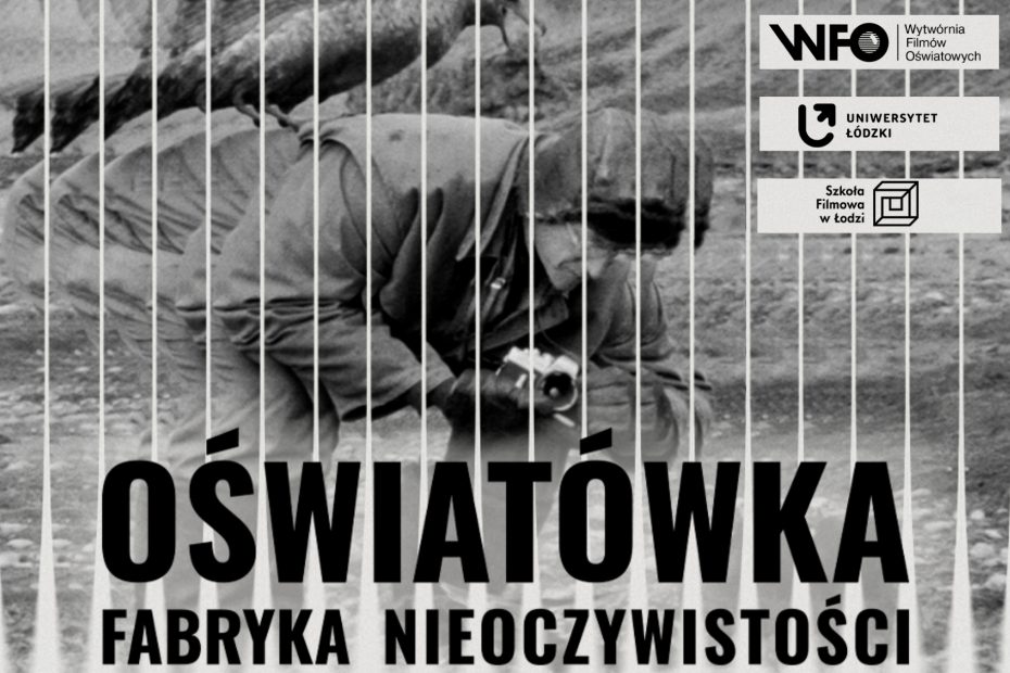 Grafika do wydarzenia towarzyszącego wystawie o WFO. Na niej kadr z Włodzimierzem Puchalskim i ptakiem