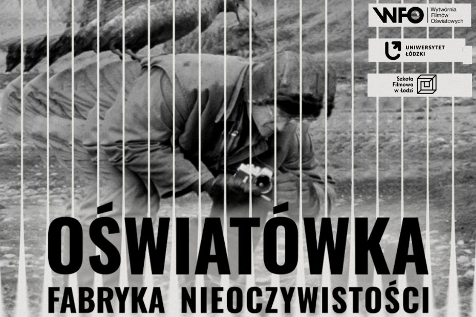 Grafika do wydarzenia towarzyszącego wystawie o WFO. Na niej kadr z Włodzimierzem Puchalskim i ptakiem