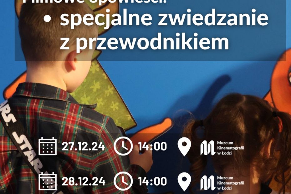 Grafika z wydarzeniem edukacyjnym, na niej zdjęcie dwójki dzieci